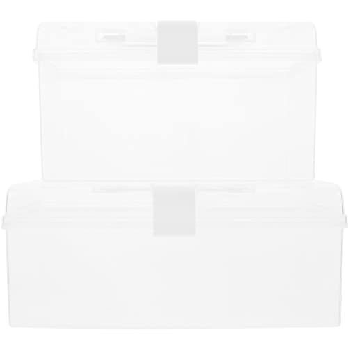 FRCOLOR 2stücke Plastikbox Transparent Für Aufbewahrungsbox Mehrzweck Mit Verschluss Für Kosmetik Erste-hilfe-kasten Haushalts-organizer Langlebig Und Leicht Tragbar von FRCOLOR