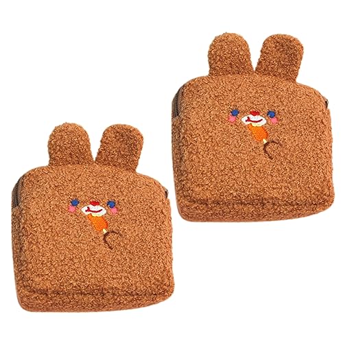 FRCOLOR 2stücke Plüsch Münzbörse Damen Handytasche Für Hygieneartikel Aufbewahrung Für Damen Mädchen Hygienebeutel in Elegantem Kaffeebraun von FRCOLOR