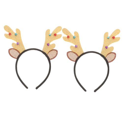 FRCOLOR 2stücke Rentier Geweih Weihnachts-stirnband Für Erwachsene Festliches Haar-accessoire Für Weihnachten Karneval Und Kostümpartys Dekorative Haarschmuck Mit Glitzer Und Schleife von FRCOLOR