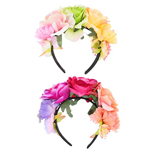 FRCOLOR 2stücke Rosen Stirnband Aus Simulation Kostüm Party Haarband Schöne Kopfbedeckung Für Hochzeit Weihnachts Party Outdoor Aktivitäten Ornament Stirnband von FRCOLOR