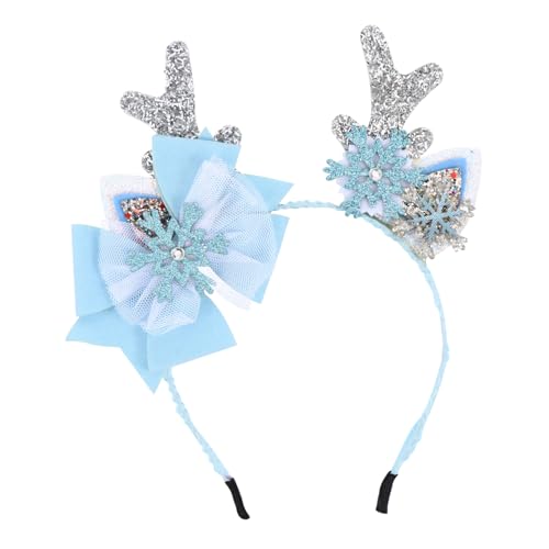 FRCOLOR 2stücke Weihnachts-elchkopfband Mit Schleifen-haarclip Festlicher Antler Haarschmuck Für Mädchen Und Für Weihnachtsfeiern Und Kostüme von FRCOLOR