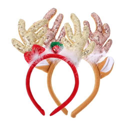 FRCOLOR 2stücke Weihnachts-haarreif Mit Glitzernden Rentiergeweihen Festliche Haarschmuck-accessoires Für Damen Für Weihnachtsfeiern Und Feste Bequem Und Atmungsaktiv Ein Muss Für Ihre von FRCOLOR