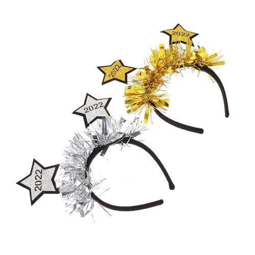 FRCOLOR 2stücke Weihnachts-neujahrs-kopfschmuck Mit Goldenen Und Silbernen Sternen Glitzernde Haarreifen Für Festliche Anlässe Geeignet Für Partys Karneval Und Feierlichkeiten von FRCOLOR