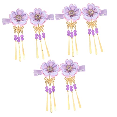 FRCOLOR 3 Paare Haarnadel Geisha Braut-accessoire Süßer Japanischer Haarschmuck Frauen Japanische Haarspangen Haarspange Mit Strassquaste Kimono Violett Hanfu Bettwäsche Aus Baumwolle Kind von FRCOLOR