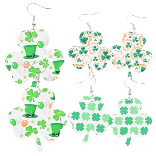 FRCOLOR 3 Paare Damen Ohrringe Kleeblatt Design Patrick's Day Ohrhänger Kreative Schmuck Accessoires Geschenkidee von FRCOLOR