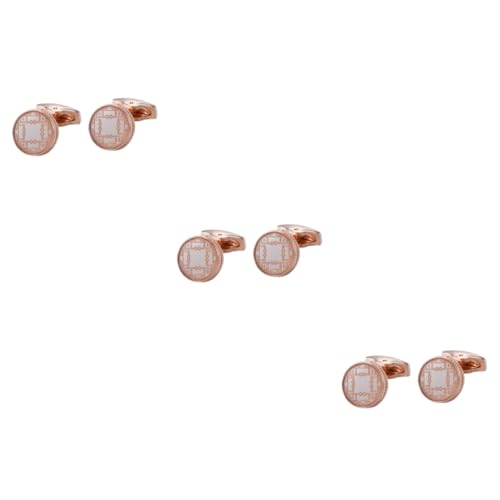 FRCOLOR 3 Paare Herren Manschettenknöpfe Roségold Einfache Cufflinks für Anzüge Hochzeitsaccessoires Langlebig für Festliche Anlässe Täglichen Gebrauch von FRCOLOR
