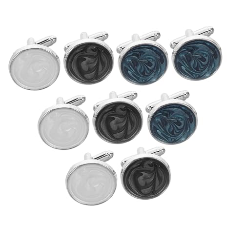FRCOLOR 3 Paare Herren Manschettenknöpfe aus Legiertem Runde Kreative Französische Manschettenknöpfe in Blau Vielseitige Business Accessoires für Anzug Hochzeit Meetings und Formelle von FRCOLOR