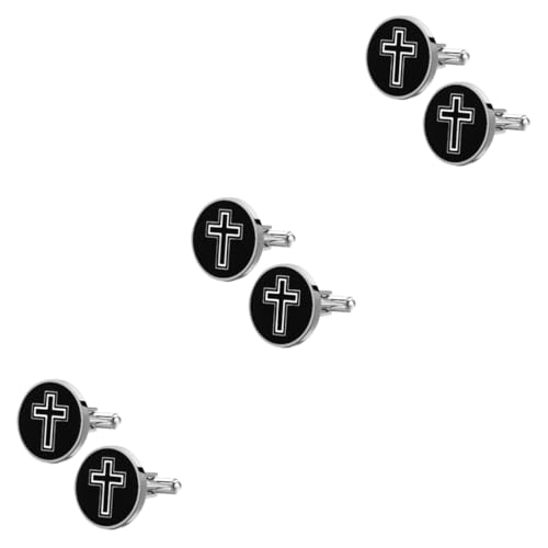 FRCOLOR 3 Paare Manschettenknöpfe kreuzen Schwarz Männer- männer schmuck erkeklere hediye presents for men männergeschenke Kreuzknöpfe Dekorative Manschettenknöpfe Stahl Black von FRCOLOR