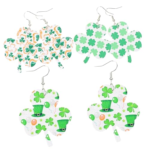 FRCOLOR 3 Paare Ohrringe Damen Ohrhänger Leicht Ohrschmuck für Patrick's Day Festival und Alltag von FRCOLOR