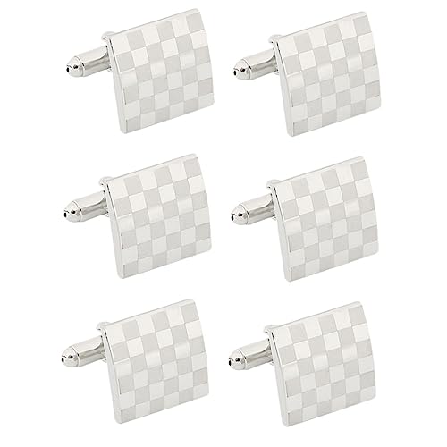 FRCOLOR 3 Paare Quadratische Manschetten knöpfe Kleid Smoking Männer Hemden mit französischen Manschetten Hochzeit edle Manschettenknöpfe Hemd-Accessoire Geschäftsgeschenk Legierung Silber von FRCOLOR
