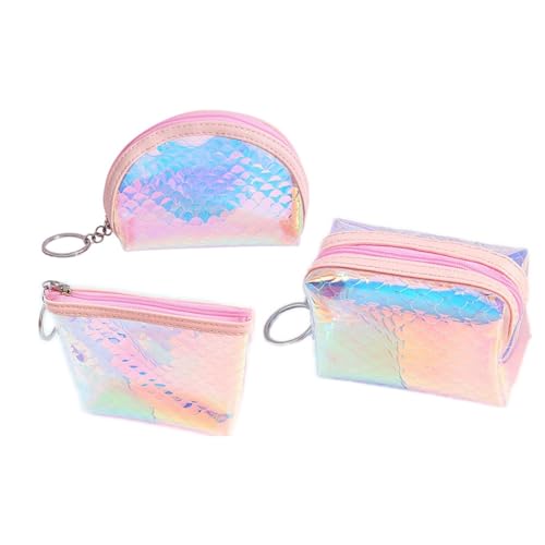 FRCOLOR 3 STK. Teiliges TPU Münzgeldbörsen Maidenstil Holografische Wasserfeste Handgelenktasche mit Reißverschluss Kleines Portemonnaie für Karten Bargeld und Kosmetik Farbenfrohes FRCOLOR 3 STK. Teiliges TPU Münzgeldbörsen Maidenstil Holografische Wasserfeste Handgelenktasche mit Reißverschluss Kleines Portemonnaie für Karten Bargeld und Kosmetik Farbenfrohes von FRCOLOR