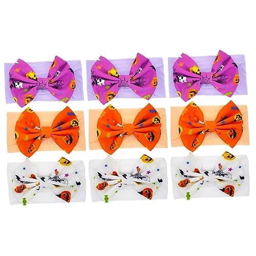 FRCOLOR 3 Sätze 3tlg Halloween Kinder Stirnband Schleifen-turban Für Kinder Bowknot-haarband Dehnbare Haargummis Stirnband Für Kinder Baby Kinder Hijab Kleinkind Schmücken Neugeboren Stoff von FRCOLOR