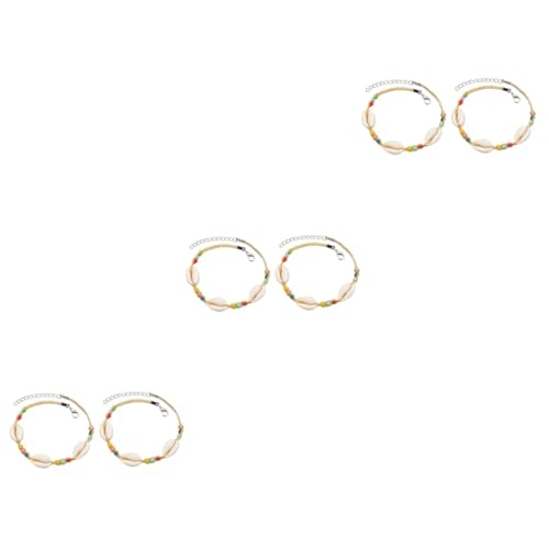 FRCOLOR 3 Sätze Boho Fußkettchen Mit Muscheln Handgemachte Perlen Knöchelarmbänder Für Damen Langlebig Leicht Für Reisen Partys Besondere Anlässe 2 Stück * 3 von FRCOLOR