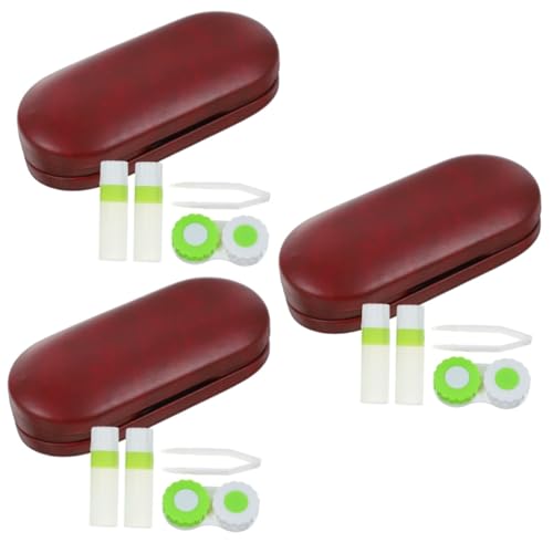 FRCOLOR 3 Sätze Doppellagiges Brillenetui Gläser Lösung Reise Brillenetui Charme hart Fall Kontaktlinsen- Etuis für Brillen Inhaber von professionellen Kontakten feines Vlies rot von FRCOLOR