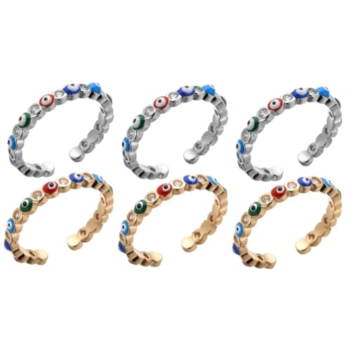 FRCOLOR 3 Sätze Einstellbarer Evil Eye Ring Zirkonia Für Frauen Modisches Für Teenager Damen 2 Stück * 3 von FRCOLOR