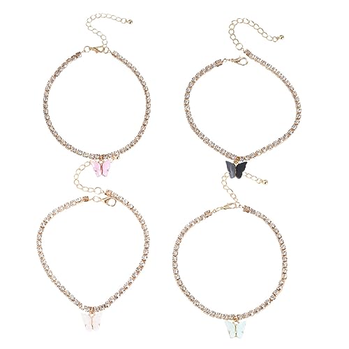 FRCOLOR 3 Sätze Fußkettchen Damen Mit Glitzersteinchen Strandkette Für Sommerpartys Leicht 4 Stück * 3 von FRCOLOR