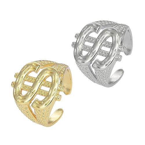 FRCOLOR 3 Sätze Geldzeichen Ringe Für Herren Offene Finger Ringe Hip Hop Schmuck Für Männer Finger Schmuckstücke Für Partys Besondere Anlässe 2 Stück * 3 von FRCOLOR