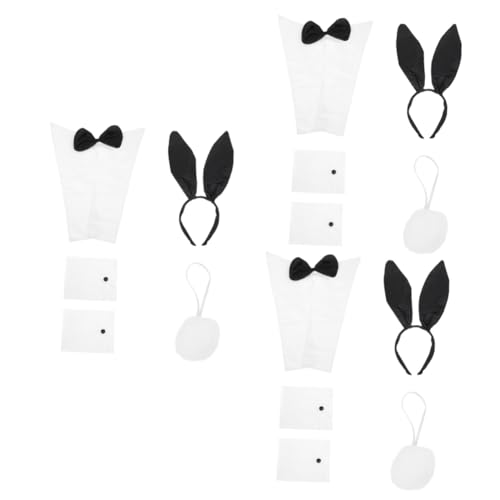 FRCOLOR 3 Sätze Kaninchen Stirnband Set Tier Hase Cosplay-requisite Häschen-halloween-kostüm Weihnachtskostüme Für Frauen Make-up-stirnbänder Dessous Kostüme Fräulein Haarring Tuch Kleid von FRCOLOR