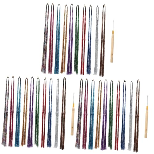 FRCOLOR 3 Sätze Keine Spur Haarspangen Für Frauen Haar-lametta-werkzeug Haar Lametta Kit Glatte Haarperücke Haar Glitzer Strähnen Webset Hochtemperaturdraht Damen Charmant Haarschmuck von FRCOLOR