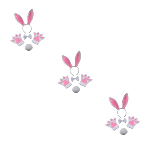 FRCOLOR 3sätze Shaped Hair Hoop Set Mit Bow Tie Und Handschuhen Für Mädchen Adorable Bunny Cosplay Kostüm Für Partys Fasching Und Besondere Anlässe Weiß von FRCOLOR
