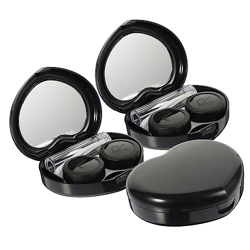 FRCOLOR 3 Sätze Kontaktlinsenbehälter Halter Etui mit Spiegel Reiseetui für Kontaktlinsen Lenses case Kleiner Organizer für Kontaktlinsen Weiße Kontaktlinsen Halloween pp Black von FRCOLOR