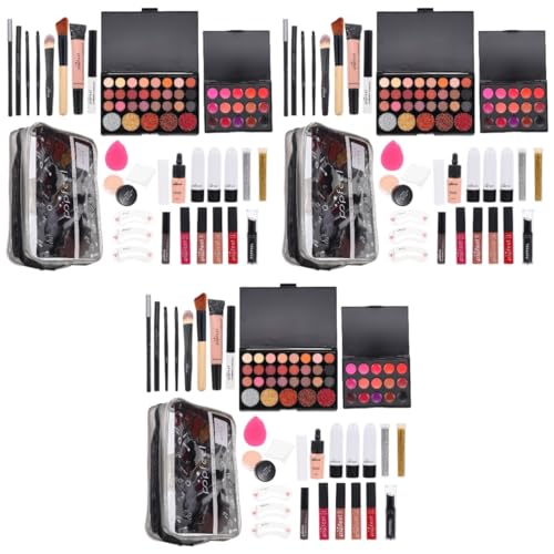 FRCOLOR 3 Sätze Schminkset Für Damen Make-up-pinsel-set Fachmann Metallnägel Für Finger Damenanzüge Damen Schminkset Kosmetik-komplettset Damen Accessoires Abs Suite Geschenkbox Student von FRCOLOR