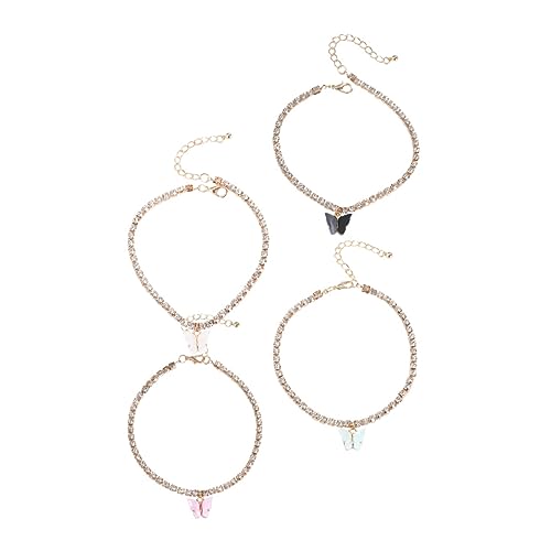 FRCOLOR 3 Sätze Teiliges Fußkettchen Mit Glitzerstein Verstellbare Fußschmuck Für Damen Für Strand 4 Stück * 3 von FRCOLOR