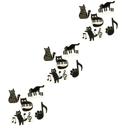 FRCOLOR 3 Sätze Teiliges Katzen Pin Brosche Mit Klaviernoten Kawaii Anstecknadel Für Kleidung Rucksack Schwarze Brosche Für Katzenliebhaber 5 Stück * 3 von FRCOLOR