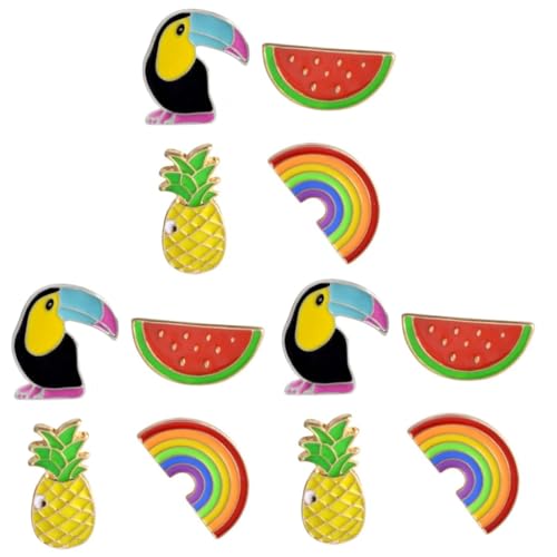 FRCOLOR 3 Sätze Teiliges Kreative Regenbogen Ananas Toucan Brosche Für Damen Cartoon Brustnadel Stilvolles Accessoire Für Kleidung Frauen Sorgt Für Einen Einzigartigen Look 4 Stücke * 3 von FRCOLOR