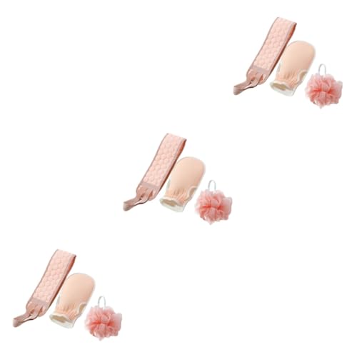 FRCOLOR 3 Sätze dreiteiliges Badetuchset skin care set skincare set brauseset dusche duschen Reinigungstücher Luffaschwämme Handtücher Handtuch Duschzubehör Badestreifen Wolkensamt Rosa von FRCOLOR