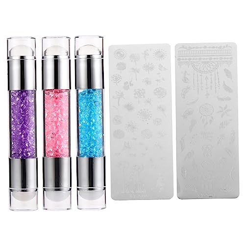 FRCOLOR 3 Sätze Doppelköpfiger Silikonstempel Diy Nagelstampfer Maniküre-stempel Nailart Stamper Nagelkunst Stempeln Nagelsticker Nagelschablonen Nagelprägestempel Doppelkopf Diamant Acryl von FRCOLOR