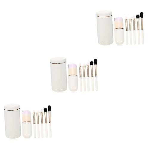 FRCOLOR 3 Sätze Make-up-pinsel-set Schillernde Make-up-pinsel Mini Caboodle Make-up-pinsel-organizer Abdeckung Für Make-up-pinsel Rundbürste Pulver Gesicht Nanofaserwolle Fräulein Weiß von FRCOLOR