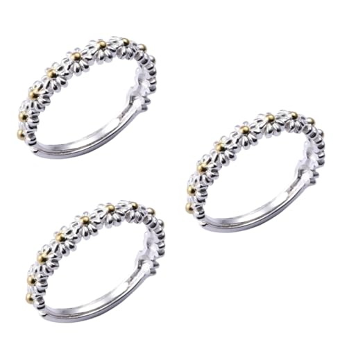 FRCOLOR 3 Stck. Damen Ring Verstellbar Modischer Daisy Ring Stilvoller Blumenring für Zeitloser Schmuck für Frauen von FRCOLOR