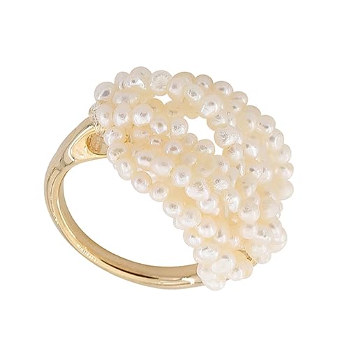FRCOLOR 3 Stck. Handgemachter Perlenring für Damen Eleganter Natürlicher Süßwasserperlenring Baumwollgewebter Schmuck für Finger Stilvolles Accessoire für Verschiedene Anlässe von FRCOLOR