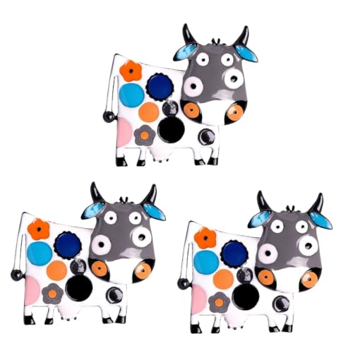 FRCOLOR 3 Stck. Kreative Kuhbrosche Legierung Niedliche Kinderbrosche für Besondere Anlässe Partys Bühnenaufführungen Tägliches Zufällig Zufällige Farbe von FRCOLOR
