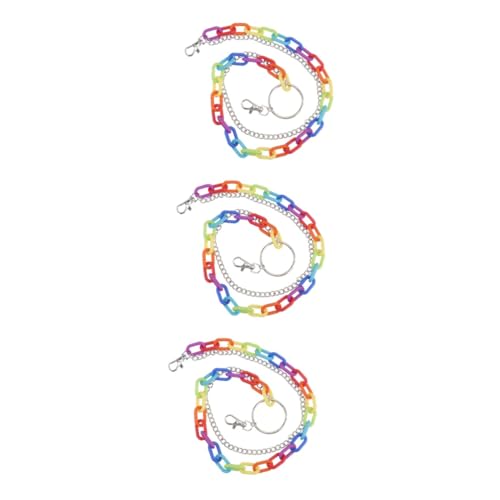 FRCOLOR 3 Stck. Regenbogen Taillenkette Damen Verstellbare Mode Gürtelskette Hosenkette für Hochwertige Acrylmaterialien Stilvolles Accessoire für Jeans Röcke von FRCOLOR