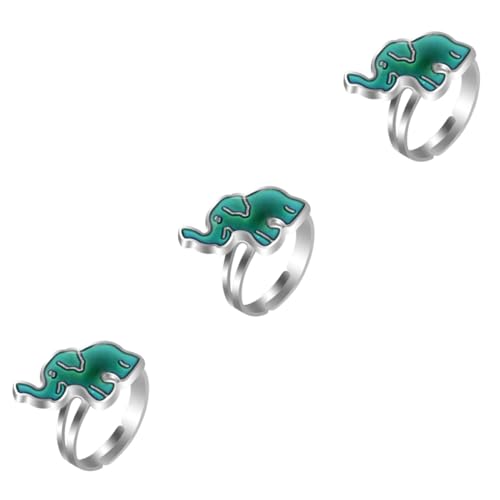 FRCOLOR 3 Stck. Thermochromischer Elefantenring für Verstellbarer Finger Schmuck Kreatives Stimmungsring Design zu Besonderen Anlässen Modischer Kinderschmuck von FRCOLOR