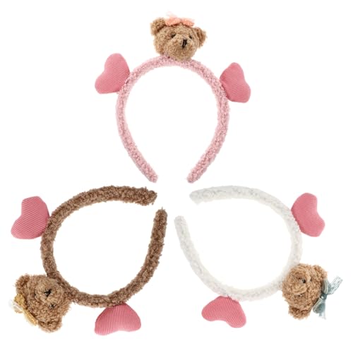 FRCOLOR Schickes Damen-stirnband Mit Bären-/herzen-design 3er-pack Haarreifen Aus Kunstharz Für Weihnachten von FRCOLOR