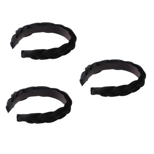 FRCOLOR 3-teiliges Stilvolles Wildleder-stirnband Zopf Modisches Haarband Für Frauen Mädchen Und Erwachsene Schwarzes Haar-accessoire-set von FRCOLOR