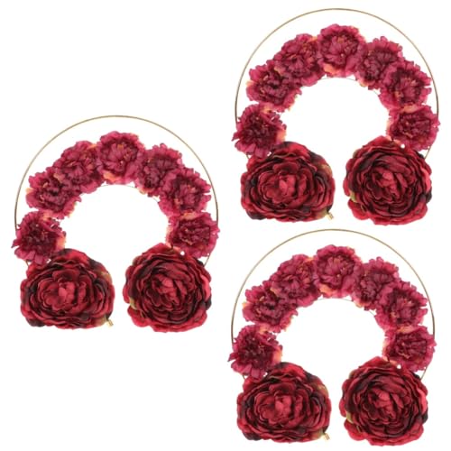 FRCOLOR 3 Stk Halo-Stirnband Unserer Lieben Frau Blumengirlande kinder haarschmuck Hochzeitsdekoration Outfits für Mädchen Haargummi Blumenkopfschmuck Party-Haarreifen runden Kranz Metall von FRCOLOR