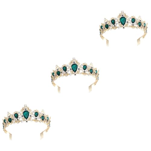 FRCOLOR 3stücke -rhinestone Krone Mit Kamm Große Für Hochzeiten Partys Und Cosplay Perfekter Haarschmuck Für Damen Grün von FRCOLOR