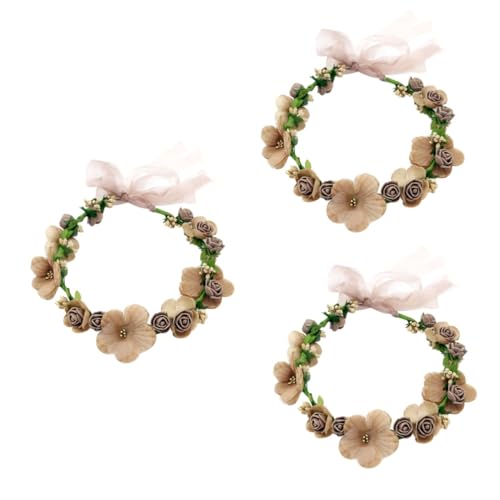 FRCOLOR 3 Stk Mori Girl Haargirlande haarband hair- Braut Haarkranz Armband Kranz Tiara floraler Haarschmuck Brautsimulation Blumenkopfbedeckung die Blumen Stirnband einstellen von FRCOLOR