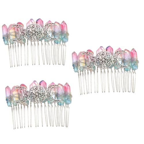 FRCOLOR 3 Stk Mutter Silber 20 Zahn Haar Kamm Kristallhaarkämme Für Die Hochzeit Hochzeitskopfschmuck Für Die Braut Schmuck Haar Brautfrisuren Brautjungfer Stahldraht Kupferkabel von FRCOLOR