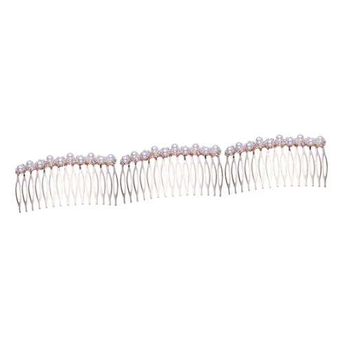 FRCOLOR 3 Stk Perlenkamm hair comb haarkamm brauthaarschmuk brauthaatschmuck hochzeitshaar schmuck wedding hair accessories Brautschmuck haarschmuck legierter Kamm fein Kopfbedeckung a058 von FRCOLOR