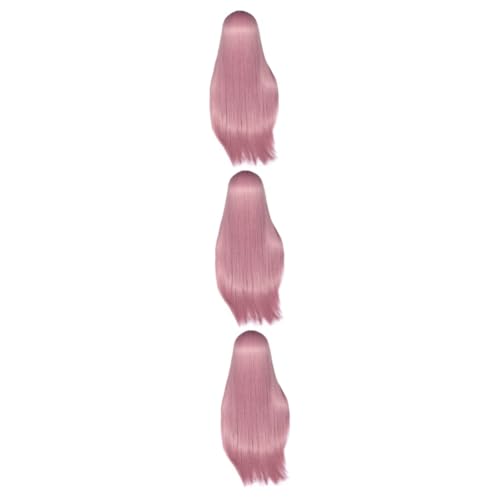 FRCOLOR Perücken 3 Stk Perücke Wellige Haarverlängerung Mode Frauen Welliges Haarteil Natürliches Rosa Glattes Haar Modische Stirnbänder Hochtemperaturdraht Fräulein Pferdeschwanz Mädchen von FRCOLOR