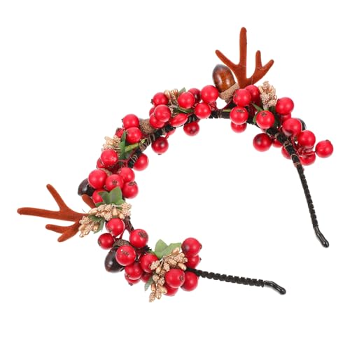 FRCOLOR 3stücke Simulierter Weihnachts-haarreif Mit Antlers Und Beeren Lustiges Kopfband Für Weihnachten Für Festlichkeiten Und Kostümpartys Leichtes Und Sicheres Material von FRCOLOR