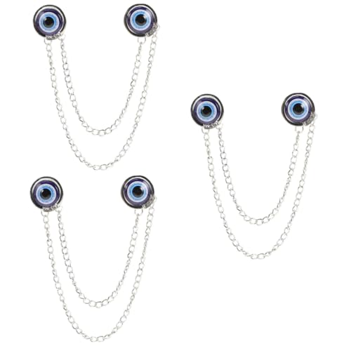 FRCOLOR 3 Stück Blue Eye Brosche Hemdkragennadel Kragenclip Broschennadel Brosche Clip Anzugschmuck Herren Kragenkettenclips Böser Blick Broschenclip Hemdklammern Legierung von FRCOLOR