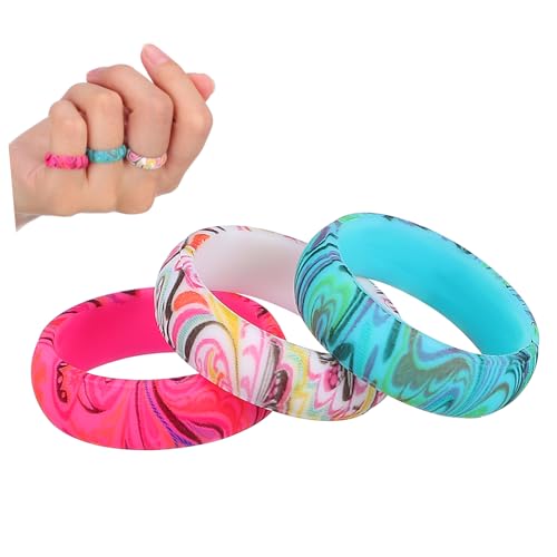 FRCOLOR 3 Stück Boho Silikonring Hochzeit Gummiringe Dünne Gummiringe Frauen Silikon Ehering Gummiringe Frauen Stapelbarer Silikonring Ringe Aus Silikonkautschuk Eheringe Band Kieselgel von FRCOLOR