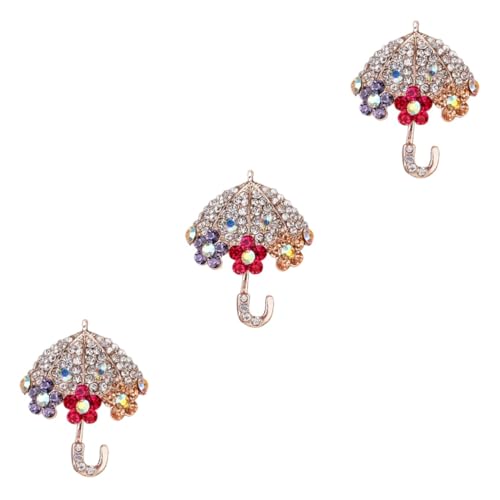 FRCOLOR 3 Stück Brosche Frauen Revers Hutstift Anzug Reversnadel Hüte-anstecknadel Schirmnadel Wäscheklammer Kleidernadel Regenschirm-anstecknadel Strasssteine von FRCOLOR