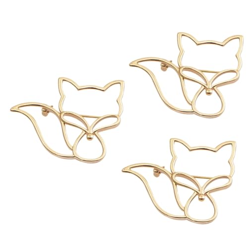 FRCOLOR 3 Stück Broschennadeln Für Damen Broschennadeln Broschen Hut Revers Kleidungsnadeln Schalnadel Große Brosche Fuchs Schalnadeln Kleidungsnadel Boutonniere Nadeln von FRCOLOR